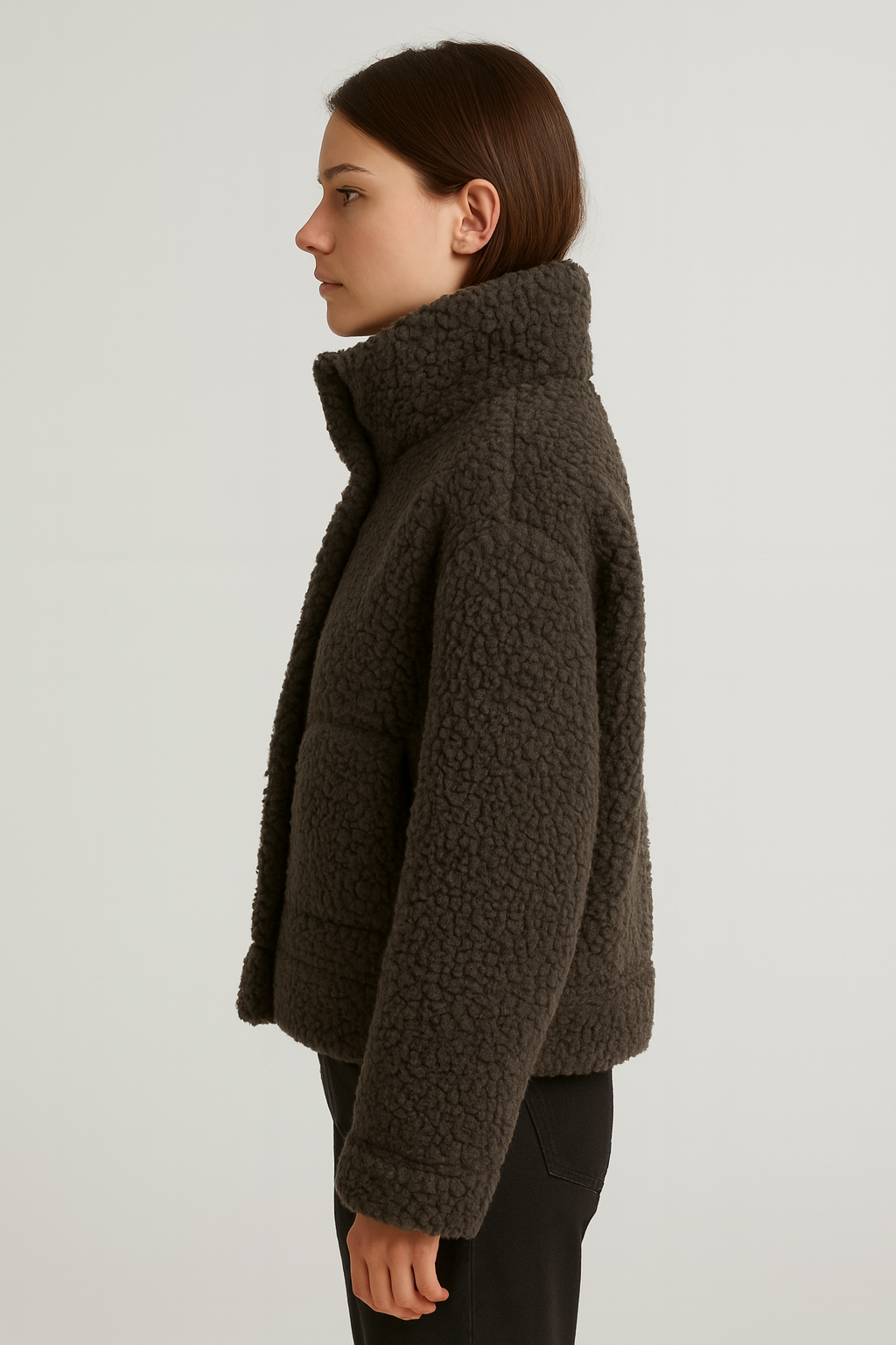 Jas van synthetisch teddy materiaal