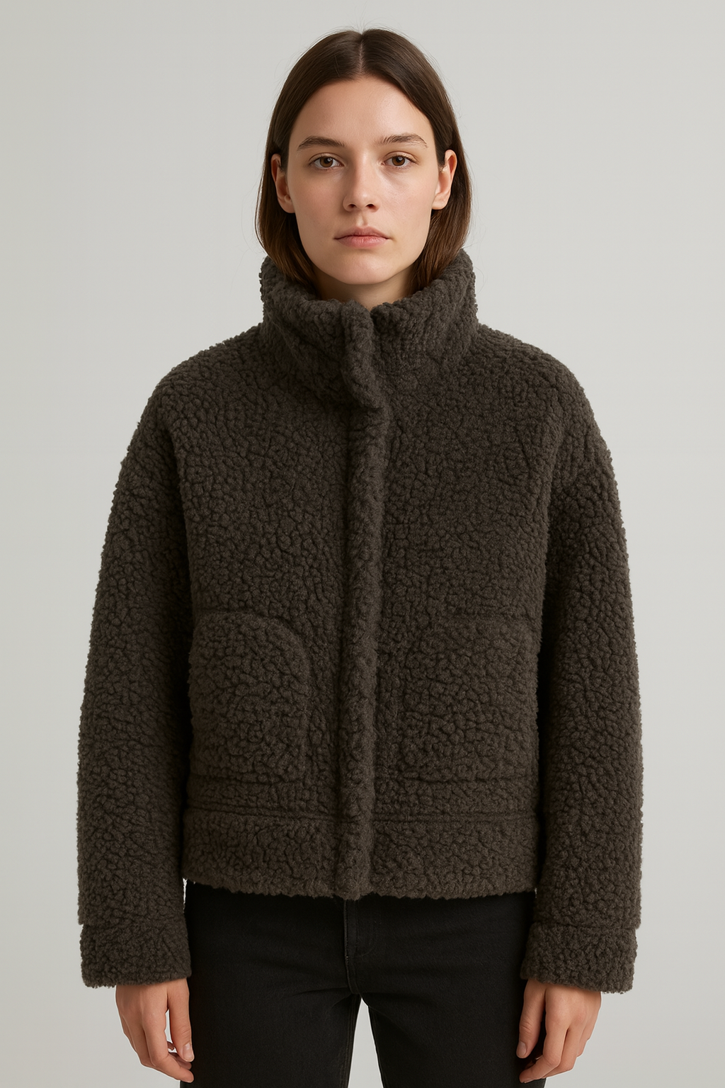 Jas van synthetisch teddy materiaal