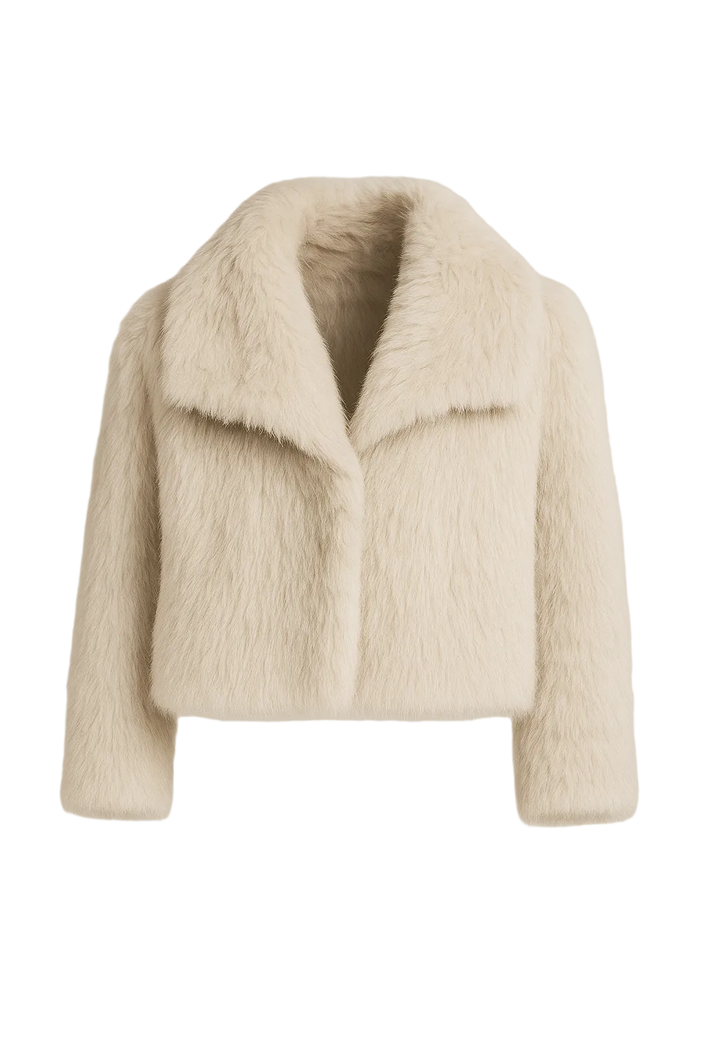 Jasnobeżowy krótki płaszcz damski z klapami